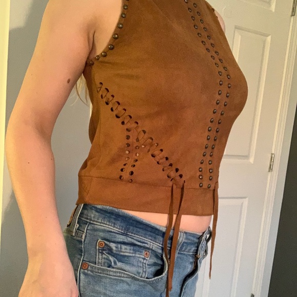 Brown leather top - Picture 2 of 6